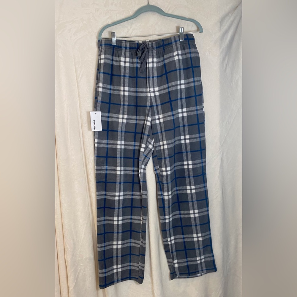Sonoma Men's medium Blue and Gray Plaid Joggers